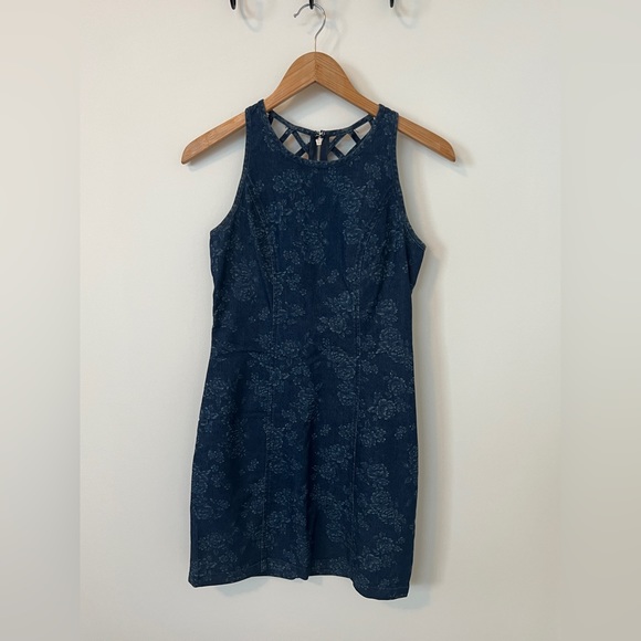 Dark denim dress with flowers - small - Picture 4 of 6